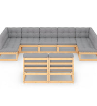 9-tlg. Garten-Lounge-Set mit Kissen Massivholz Kiefer