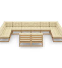 12-tlg. Garten-Lounge-Set mit Kissen Honigbraun Massivholz