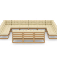 14-tlg. Garten-Lounge-Set mit Kissen Honigbraun Massivholz