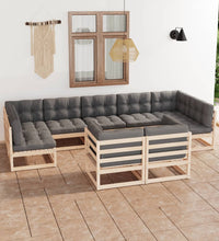 9-tlg. Garten-Lounge-Set mit Kissen Massivholz Kiefer