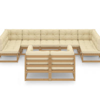 10-tlg. Garten-Lounge-Set mit Kissen Honigbraun Massivholz