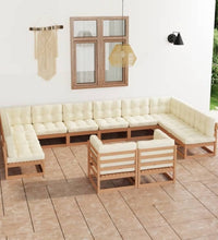 12-tlg. Garten-Lounge-Set mit Kissen Honigbraun Massivholz