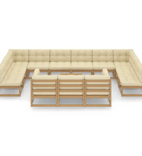 14-tlg. Garten-Lounge-Set mit Kissen Honigbraun Massivholz