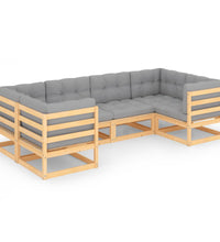 6-tlg. Garten-Lounge-Set mit Kissen Massivholz Kiefer