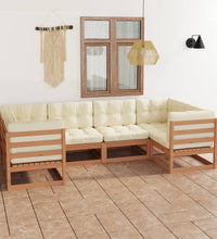 6-tlg Garten-Lounge-Set mit Kissen Honigbraun Massivholz Kiefer