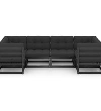 6-tlg. Garten-Lounge-Set mit Kissen Schwarz Massivholz Kiefer