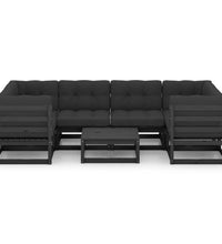 7-tlg. Garten-Lounge-Set mit Kissen Schwarz Massivholz Kiefer