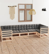 7-tlg. Garten-Lounge-Set mit Kissen Massivholz Kiefer