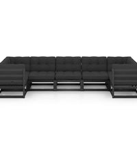 7-tlg. Garten-Lounge-Set mit Kissen Schwarz Massivholz Kiefer