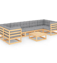 8-tlg. Garten-Lounge-Set mit Kissen Massivholz Kiefer