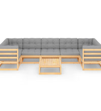 8-tlg. Garten-Lounge-Set mit Kissen Massivholz Kiefer