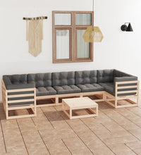 8-tlg. Garten-Lounge-Set mit Kissen Massivholz Kiefer