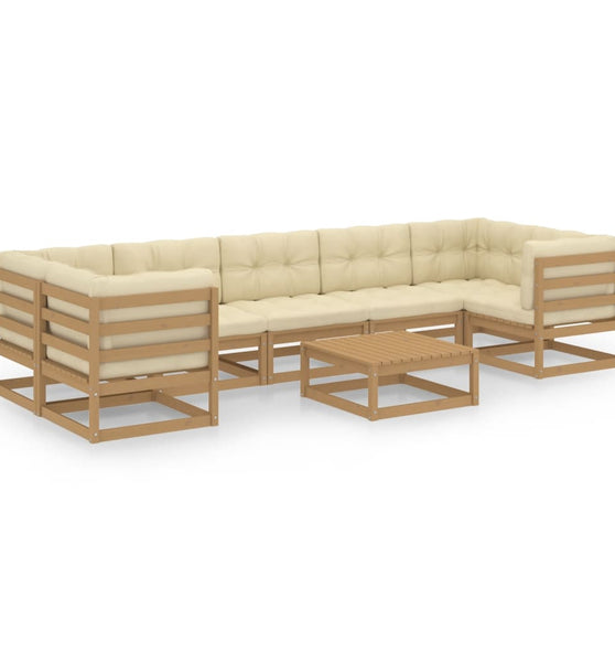 8-tlg Garten-Lounge-Set mit Kissen Honigbraun Massivholz Kiefer