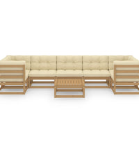 8-tlg Garten-Lounge-Set mit Kissen Honigbraun Massivholz Kiefer