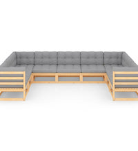 9-tlg. Garten-Lounge-Set mit Kissen Massivholz Kiefer