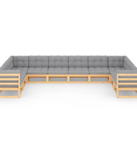 10-tlg. Garten-Lounge-Set mit Kissen Massivholz Kiefer