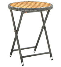 Beistelltisch Grau 60 cm Poly Rattan und Akazie Massivholz