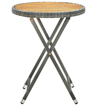 Beistelltisch Grau 60 cm Poly Rattan und Akazie Massivholz