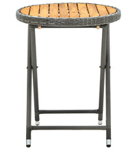 Beistelltisch Grau 60 cm Poly Rattan und Akazie Massivholz