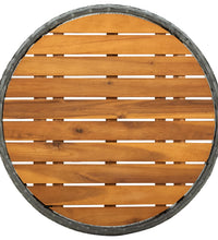 Beistelltisch Grau 60 cm Poly Rattan und Akazie Massivholz