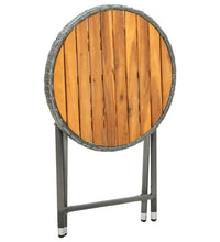 Beistelltisch Grau 60 cm Poly Rattan und Akazie Massivholz