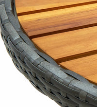 Beistelltisch Grau 60 cm Poly Rattan und Akazie Massivholz