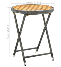 Beistelltisch Grau 60 cm Poly Rattan und Akazie Massivholz