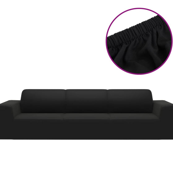 Stretch Sofahusse 4-Sitzer Schwarz Polyester-Jersey