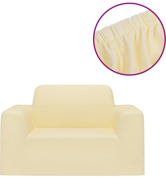 Stretch-Sofahusse Creme Polyester-Jersey