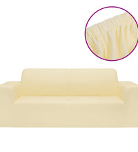 Stretch Sofahusse 2-Sitzer Creme Polyester-Jersey