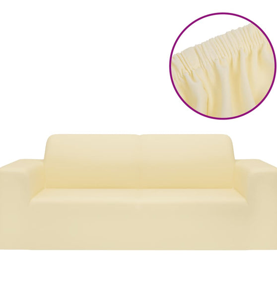 Stretch Sofahusse 2-Sitzer Creme Polyester-Jersey