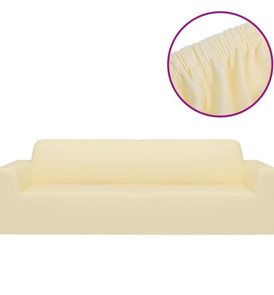 Stretch Sofahusse 3-Sitzer Creme Polyester-Jersey