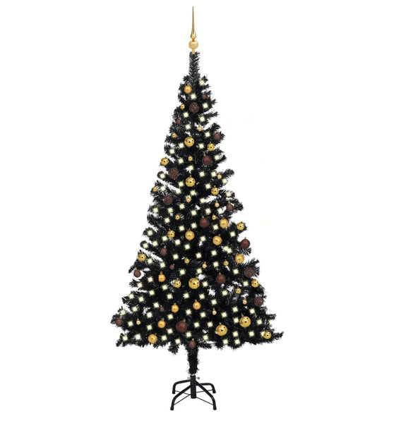 Künstlicher Weihnachtsbaum Beleuchtung & Kugeln Schwarz 240 cm