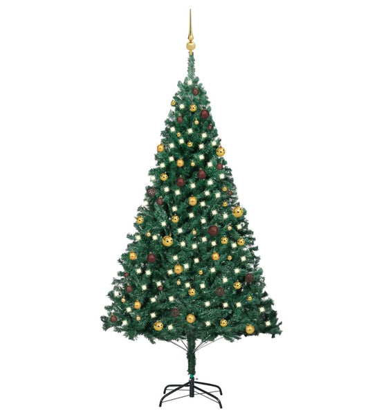 Künstlicher Weihnachtsbaum mit Beleuchtung & Kugeln Grün 240 cm