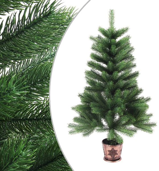 Künstlicher Weihnachtsbaum mit Beleuchtung & Kugeln 90 cm Grün