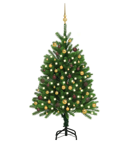 Künstlicher Weihnachtsbaum mit Beleuchtung & Kugeln 120 cm Grün
