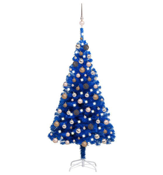 Künstlicher Weihnachtsbaum Beleuchtung & Kugeln Blau 120 cm
