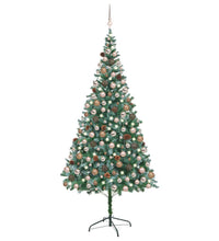 Künstlicher Weihnachtsbaum mit Beleuchtung Kugeln Zapfen 210 cm