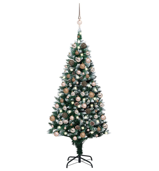Künstlicher Weihnachtsbaum mit Beleuchtung Kugeln Zapfen 180 cm
