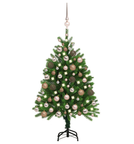 Künstlicher Weihnachtsbaum mit Beleuchtung & Kugeln 120 cm Grün