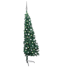 Künstlicher Halb-Weihnachtsbaum Beleuchtung Kugeln Grün 180 cm