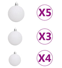 Künstlicher Halb-Weihnachtsbaum Beleuchtung Kugeln Weiß 240 cm