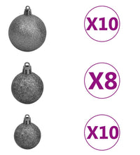 Künstlicher Weihnachtsbaum Beleuchtung & Kugeln Silber 210 cm