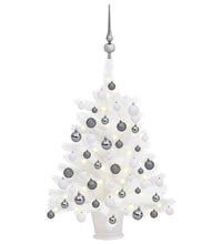 Künstlicher Weihnachtsbaum mit Beleuchtung & Kugeln Weiß 65 cm