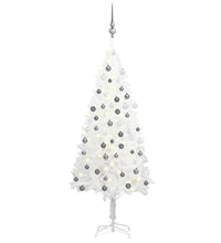 Künstlicher Weihnachtsbaum mit Beleuchtung & Kugeln Weiß 120 cm