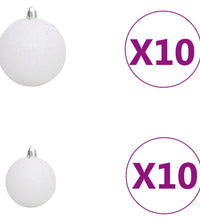 Künstlicher Weihnachtsbaum mit Beleuchtung & Kugeln Weiß 240 cm