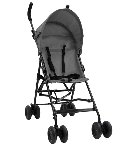Kinderwagen Hellgrau und Schwarz Stahl