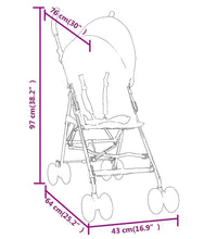 Kinderwagen Hellgrau und Schwarz Stahl