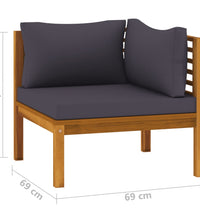 Modulares Ecksofa mit Dunkelgrauen Kissen Massivholz Akazie