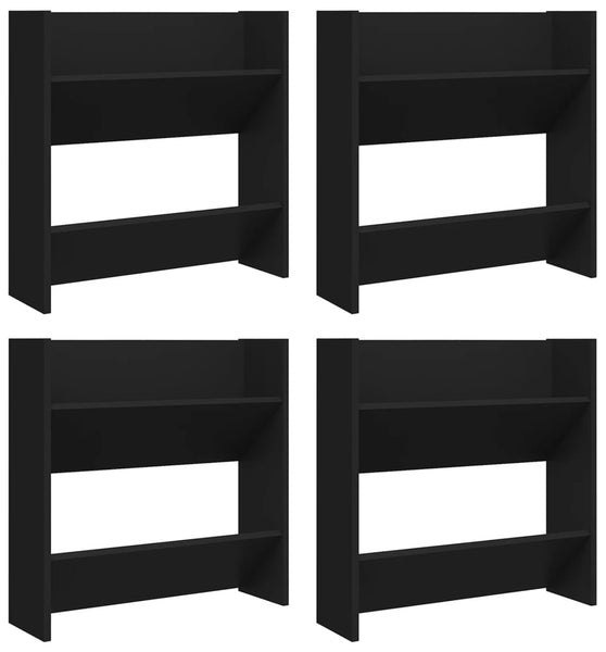 Wand-Schuhschränke 4 Stk. Schwarz 60x18x60 cm Holzwerkstoff